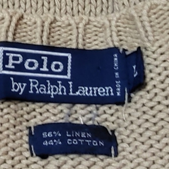 Polo Ralph Lauren Sweater Cotton & Linen Tan Men's L - Picture 6 of 6